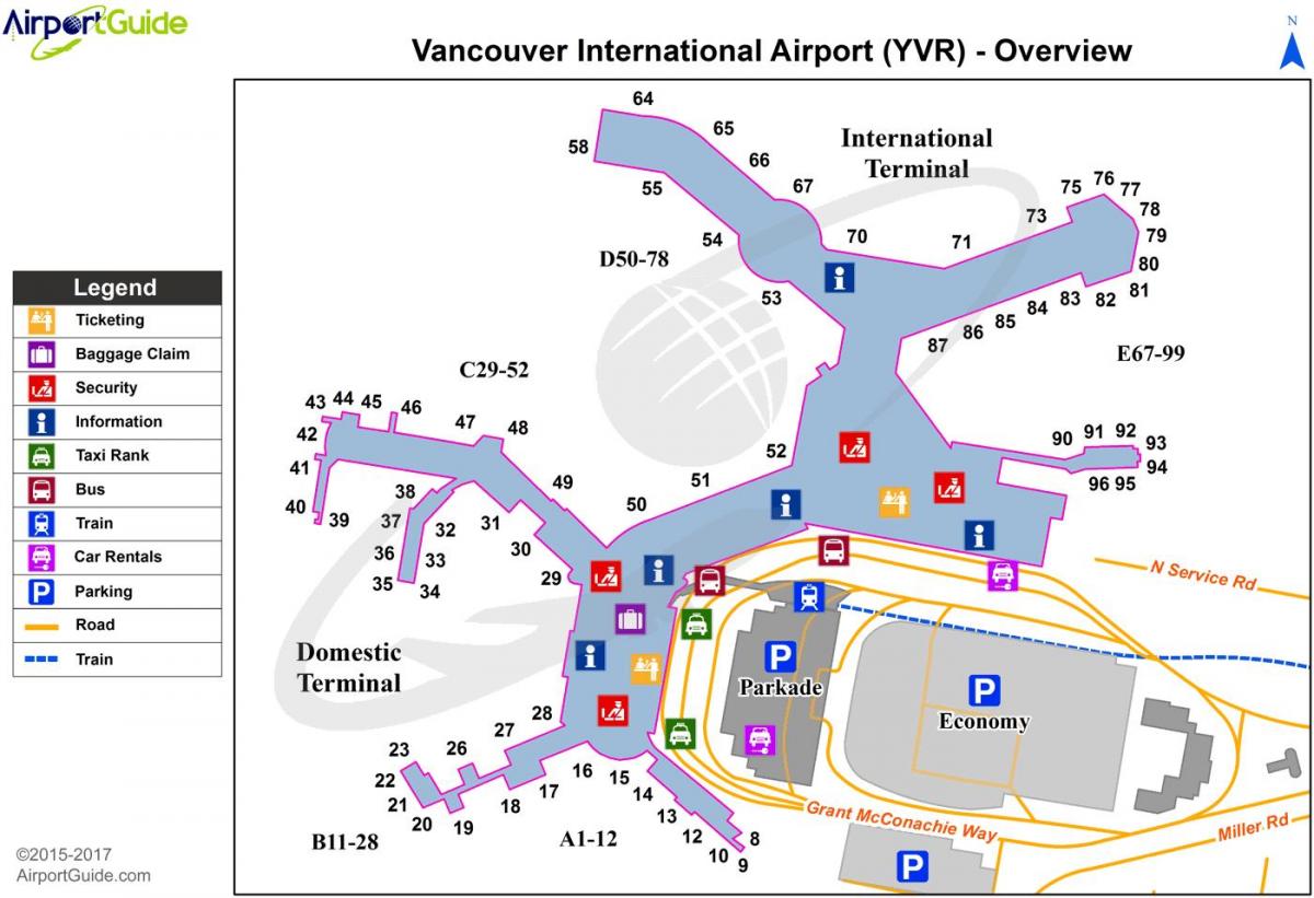 vancouver airport térkép terminál m