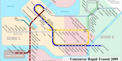Vancouver magasvasút zóna térképen