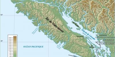 Térkép topográfiai vancouver-sziget
