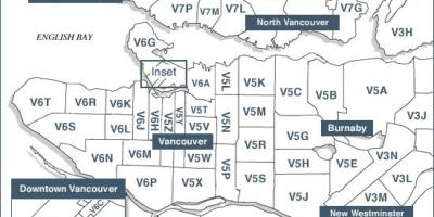 Vancouver-sziget irányítószámok térkép