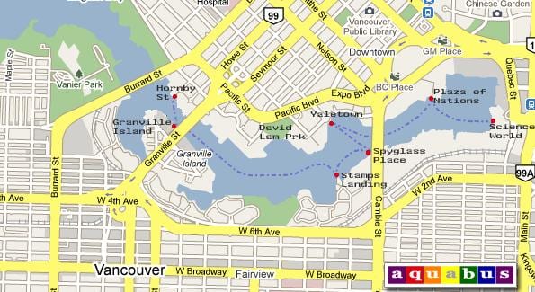 Térkép aquabus vancouver
