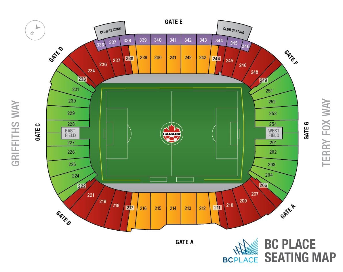 bc place stadionban térkép