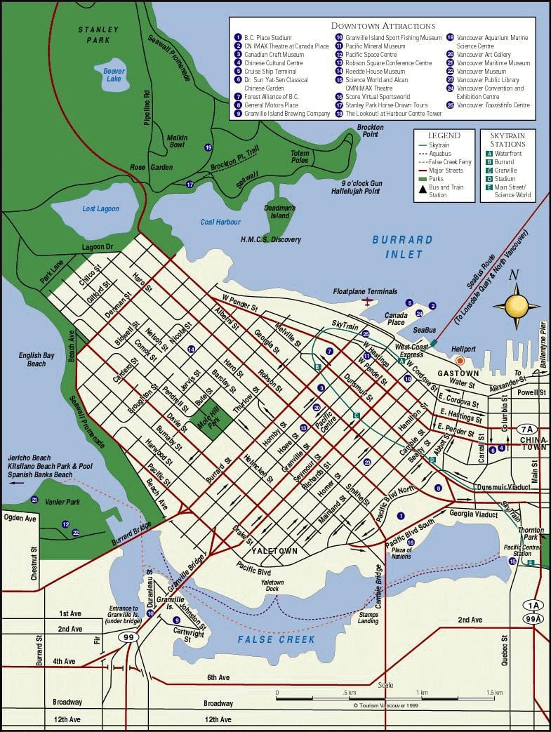 vancouver bc látnivalók térkép