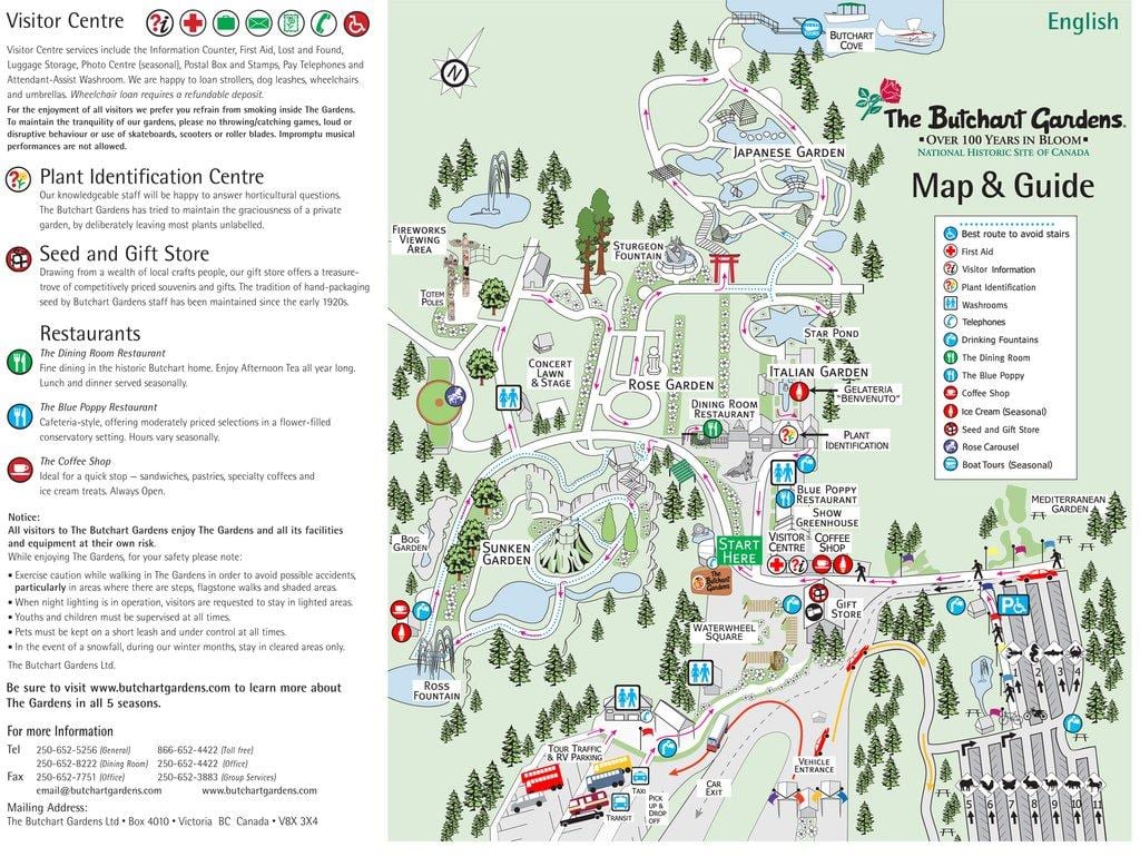 butchart kertek térkép vancouver-sziget