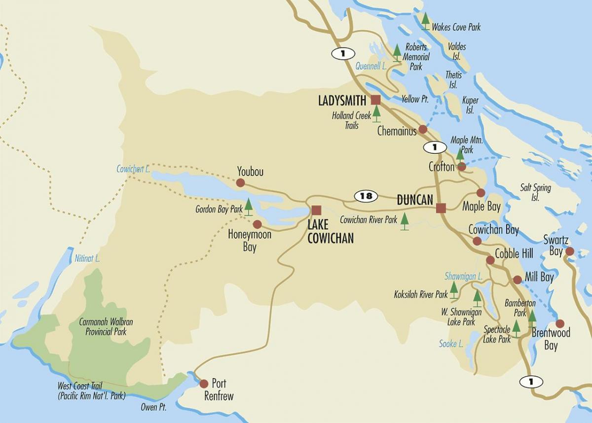 Térkép duncan vancouver-sziget 