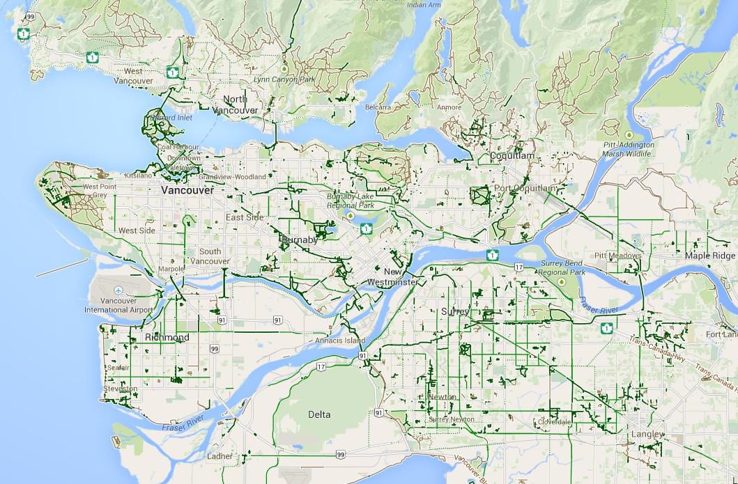 Térkép metro vancouver kerékpározás
