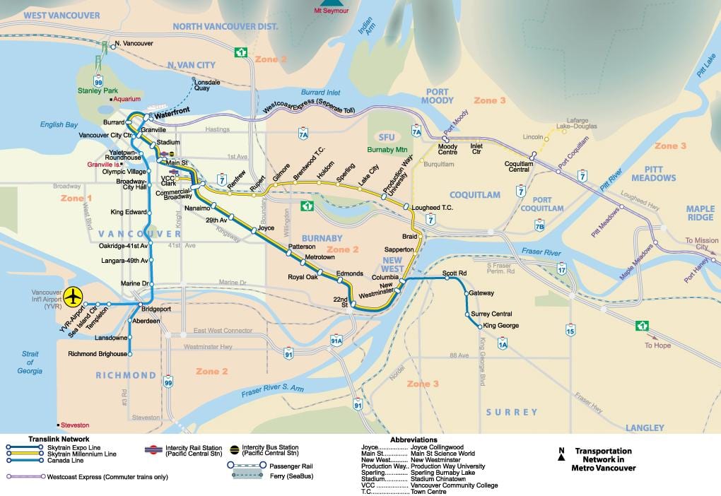 Térkép metro vancouver terület