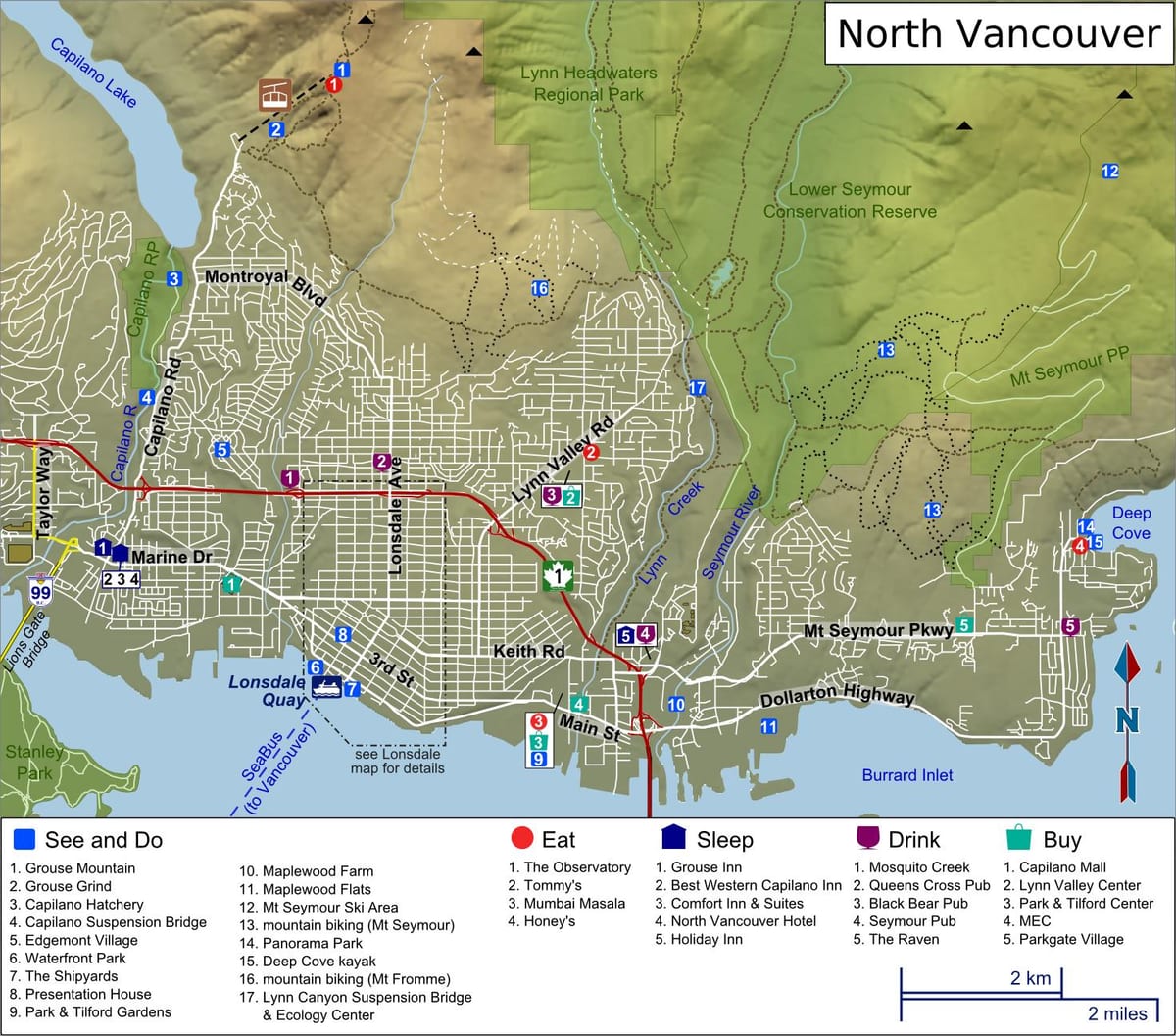 Térkép északi parton vancouver