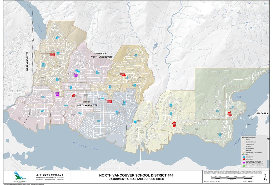 Térkép north vancouver kerületi iskolában