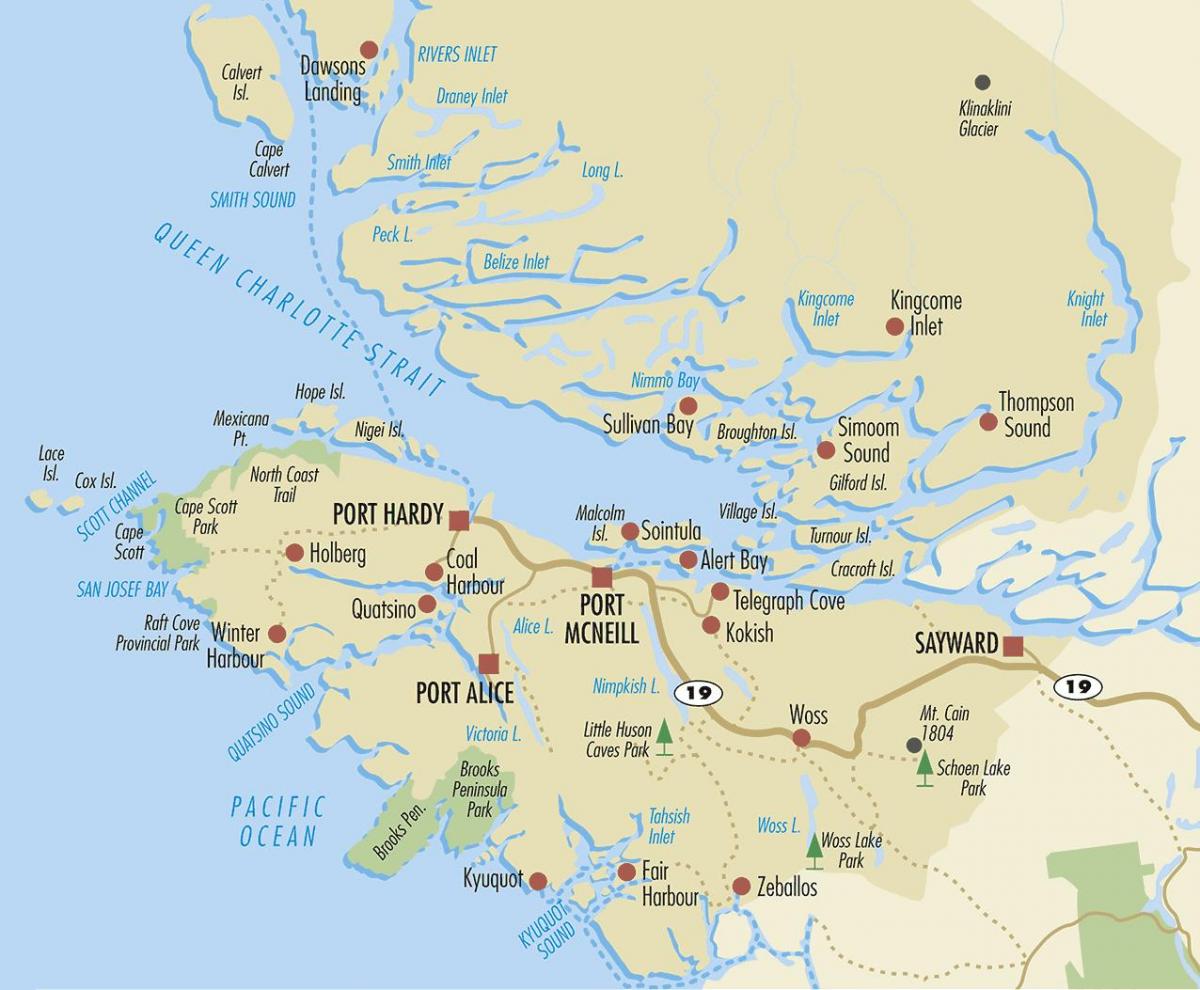 Térkép észak-vancouver-sziget
