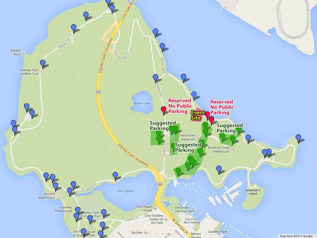 Térkép stanley park parkoló
