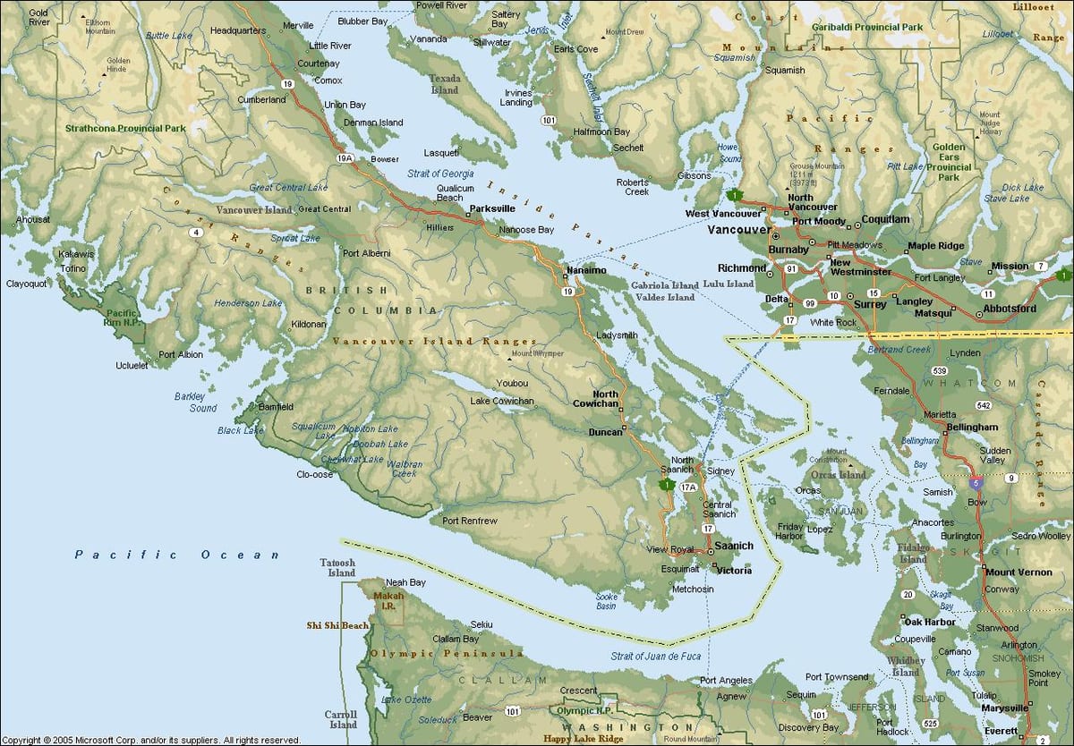 Térkép vancouver bc terület