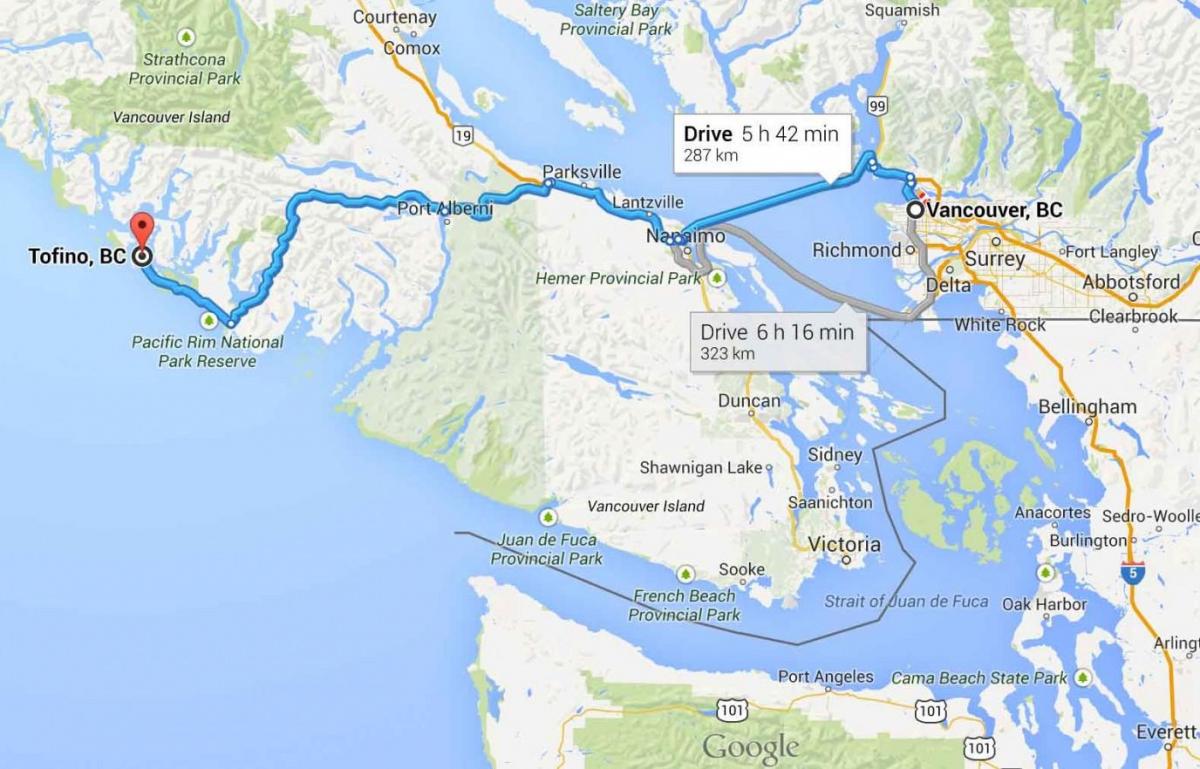 Térkép tofino vancouver-sziget