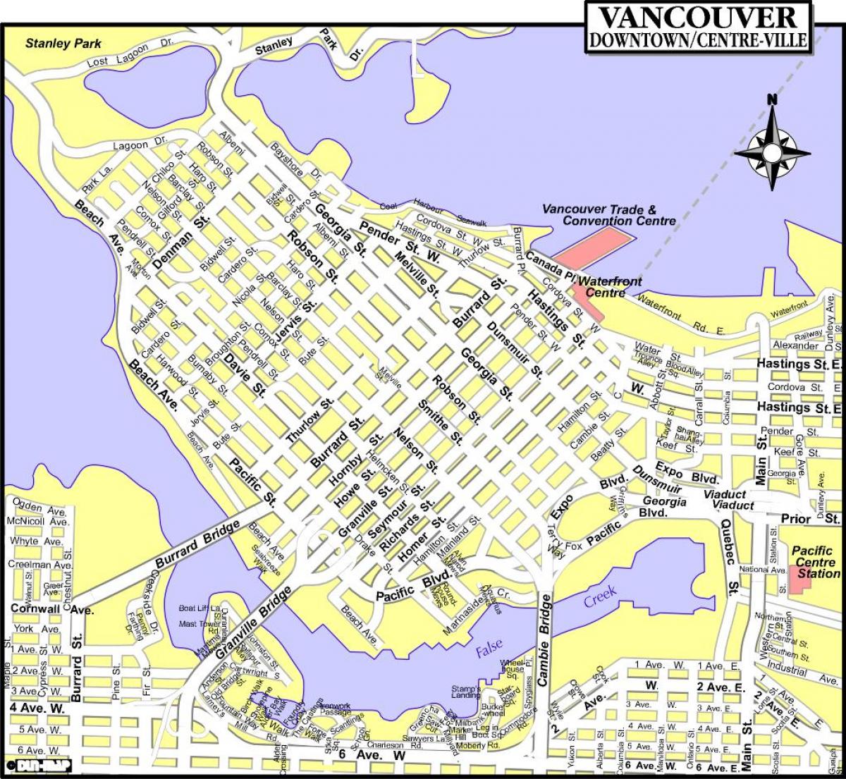 térkép downtown vancouver kanada