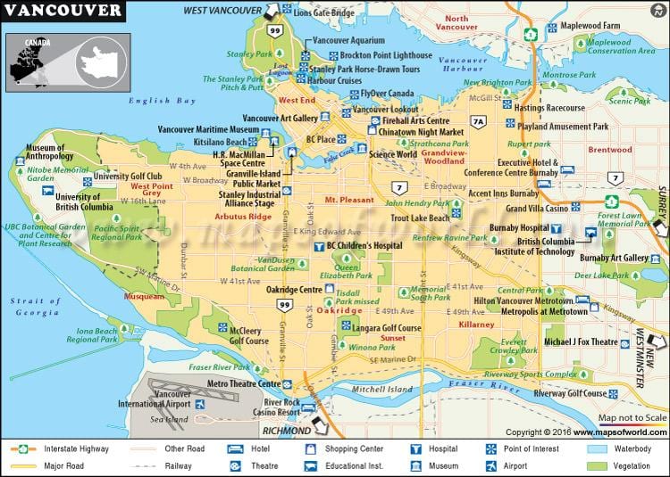 Térkép vancouver érdekes pontok