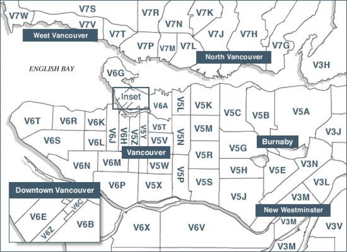vancouver-sziget irányítószámok térkép