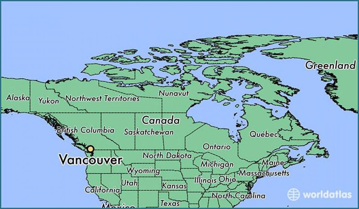 térkép kanada mutatja, vancouver