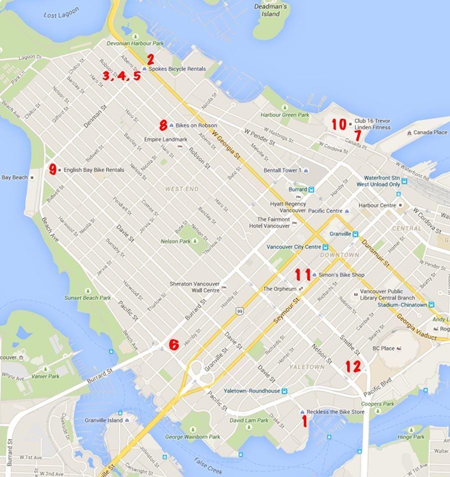 vancouver kerékpár térkép
