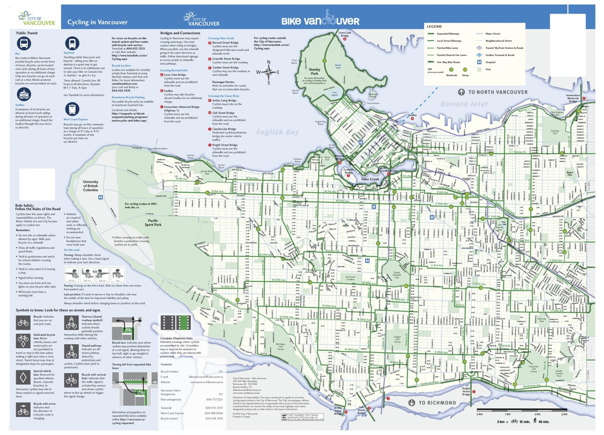 vancouver bicikliút térkép