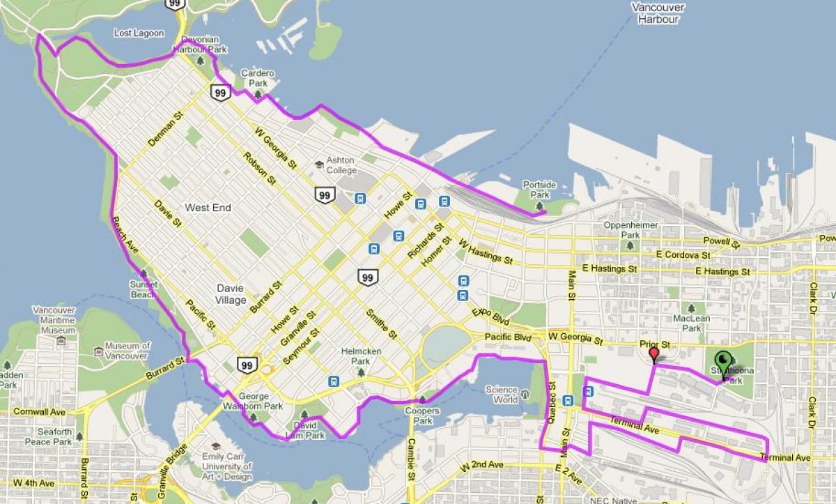 város vancouver kerékpáros térkép