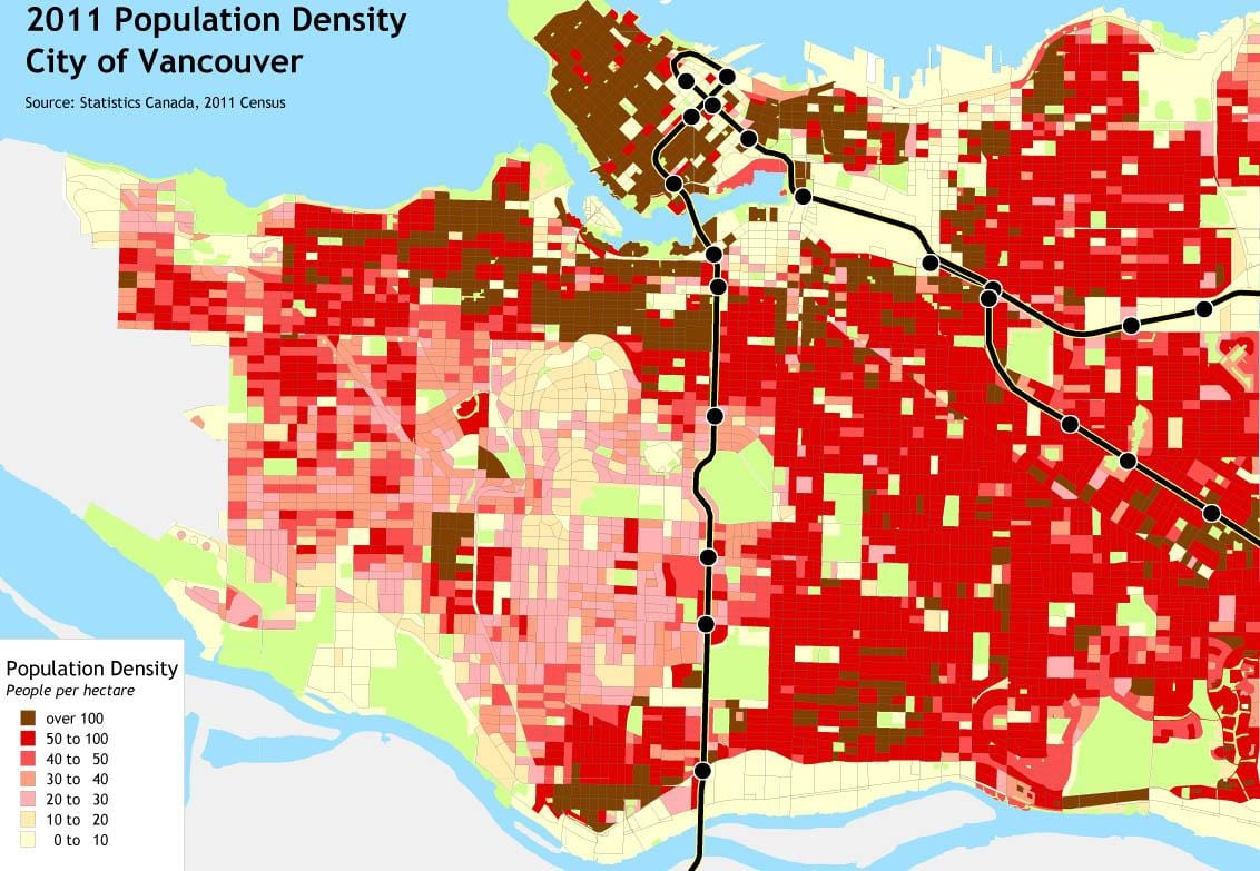 vancouver népsűrűség térkép