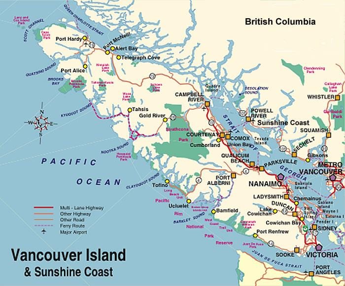 kemping vancouver-sziget térkép