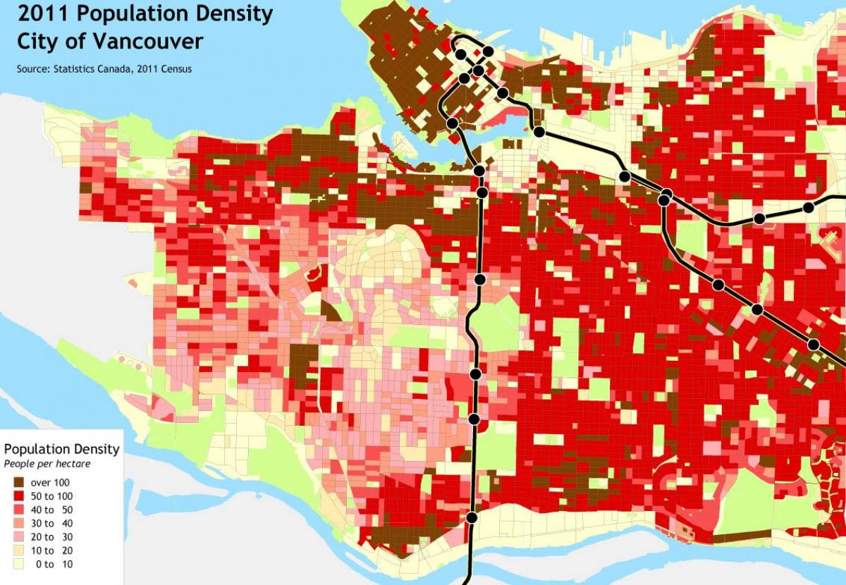 Térkép vancouver-sziget népsűrűségű