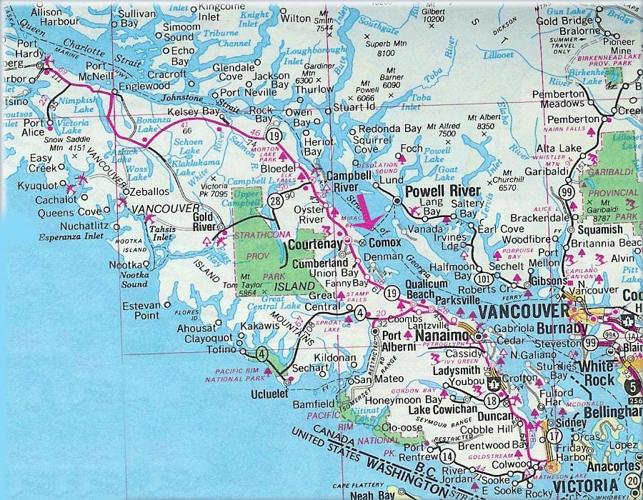 Térkép vancouver-szigeti tavak