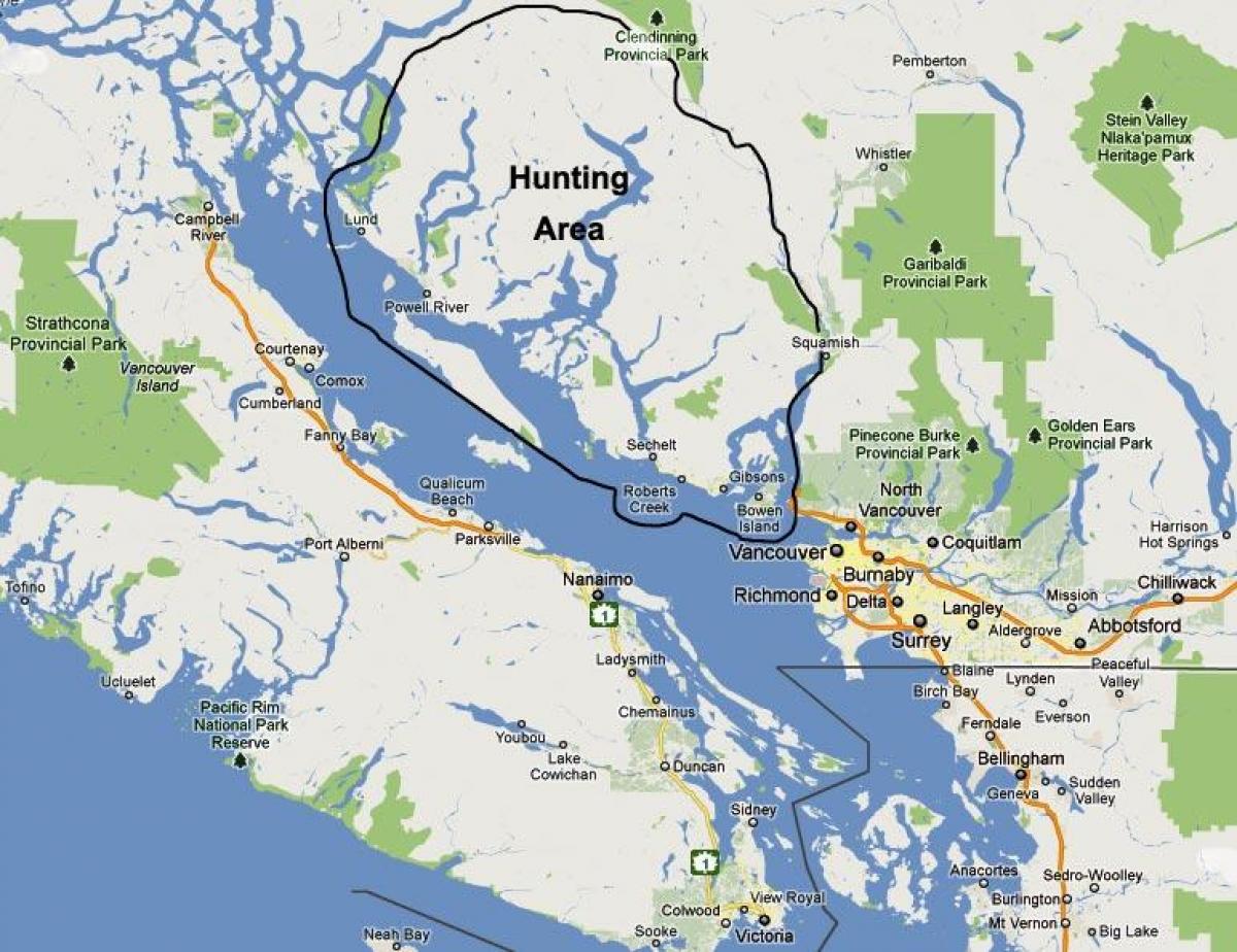 Térkép vancouver-sziget vadászat