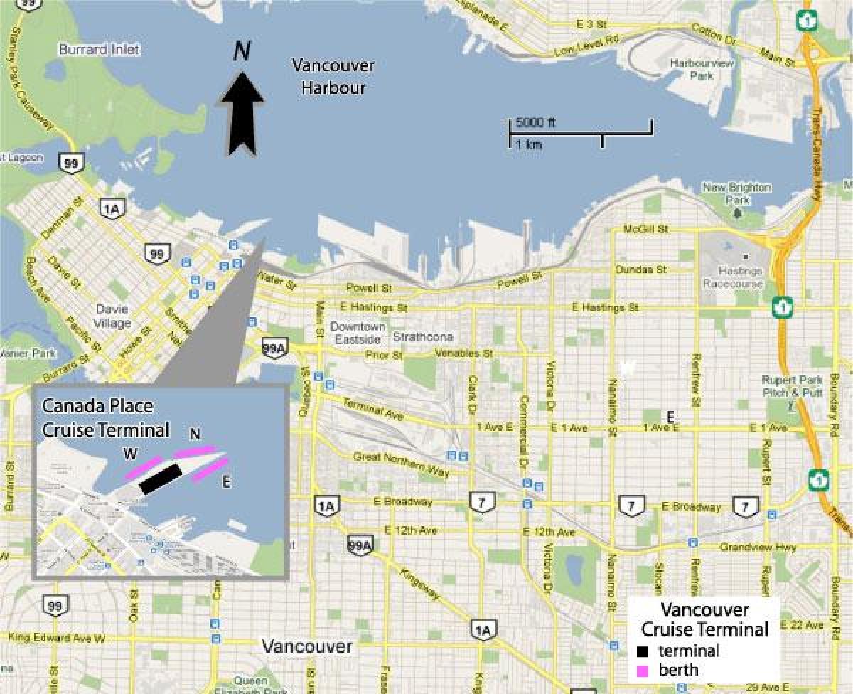 kanada hely tengerjáró hajó terminál térkép