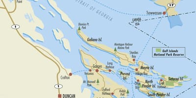Térkép-öböl-szigetek bc, kanada