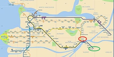 Térkép magasvasút maple ridge-vancouver