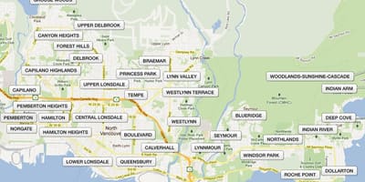 Térkép north vancouver környékén