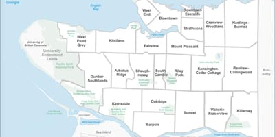 Térkép vancouver, terület