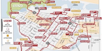 Térkép vancouver hop on hop off kocsi 