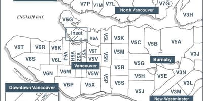 Vancouver-sziget irányítószámok térkép