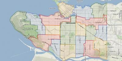 Vancouver iskolaszék vízgyűjtő térkép