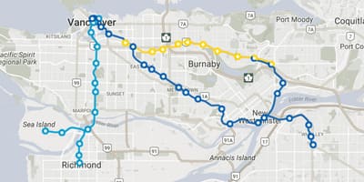 Magasvasút-vancouver térkép útvonalak