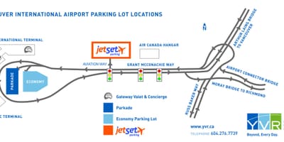 Vancouver airport parkoló térképen